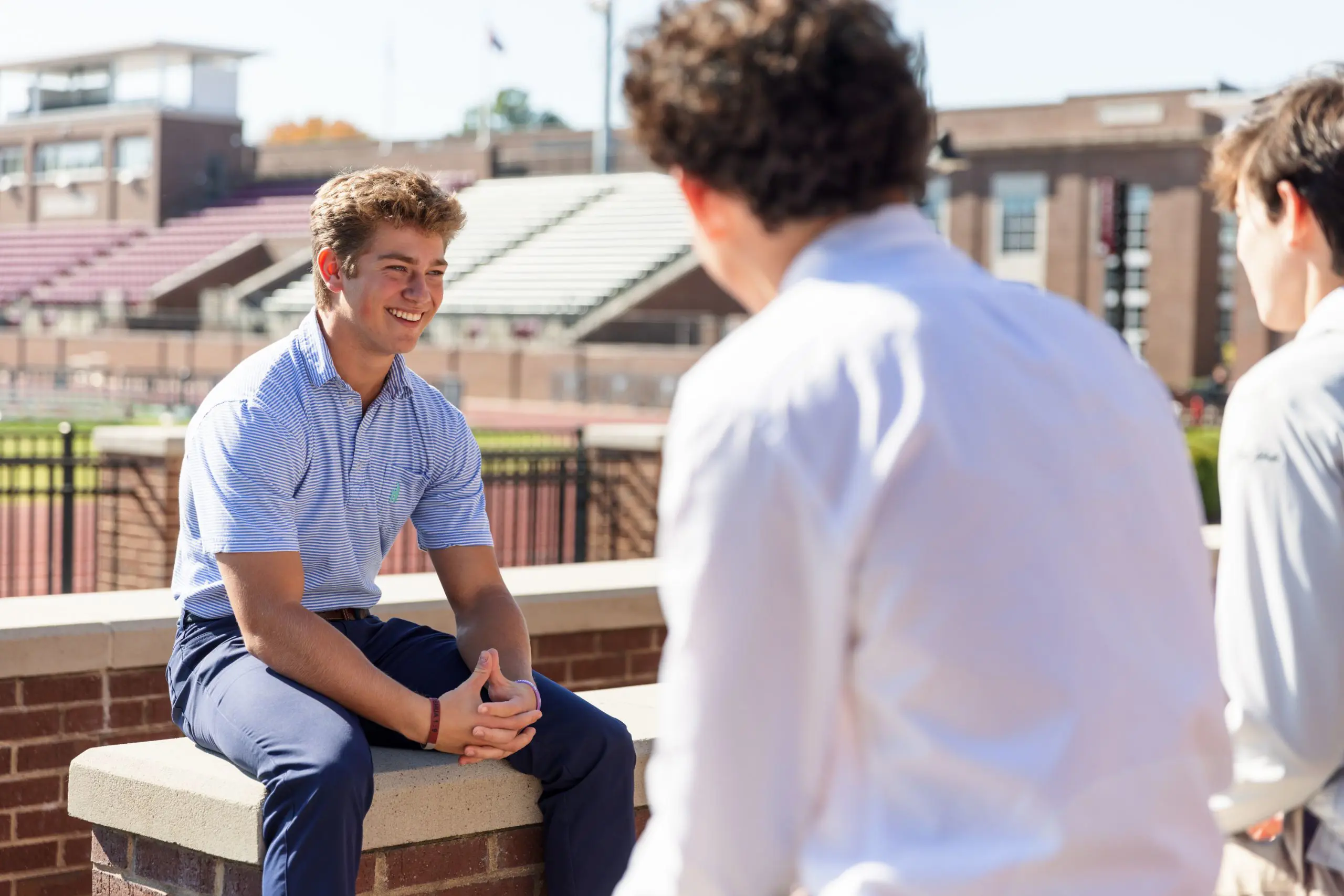 Students sat outside