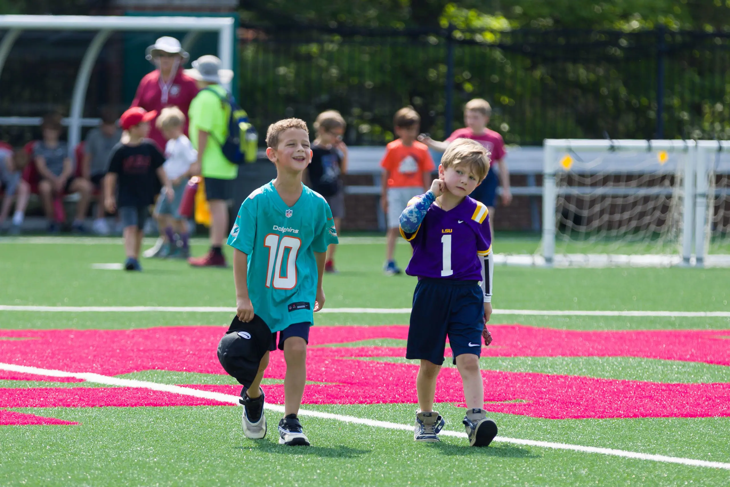 Two boys on sports field