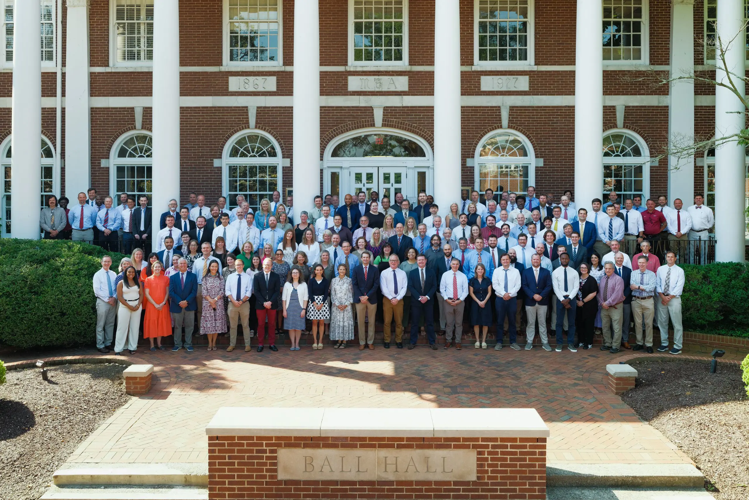 Staff stood outside school