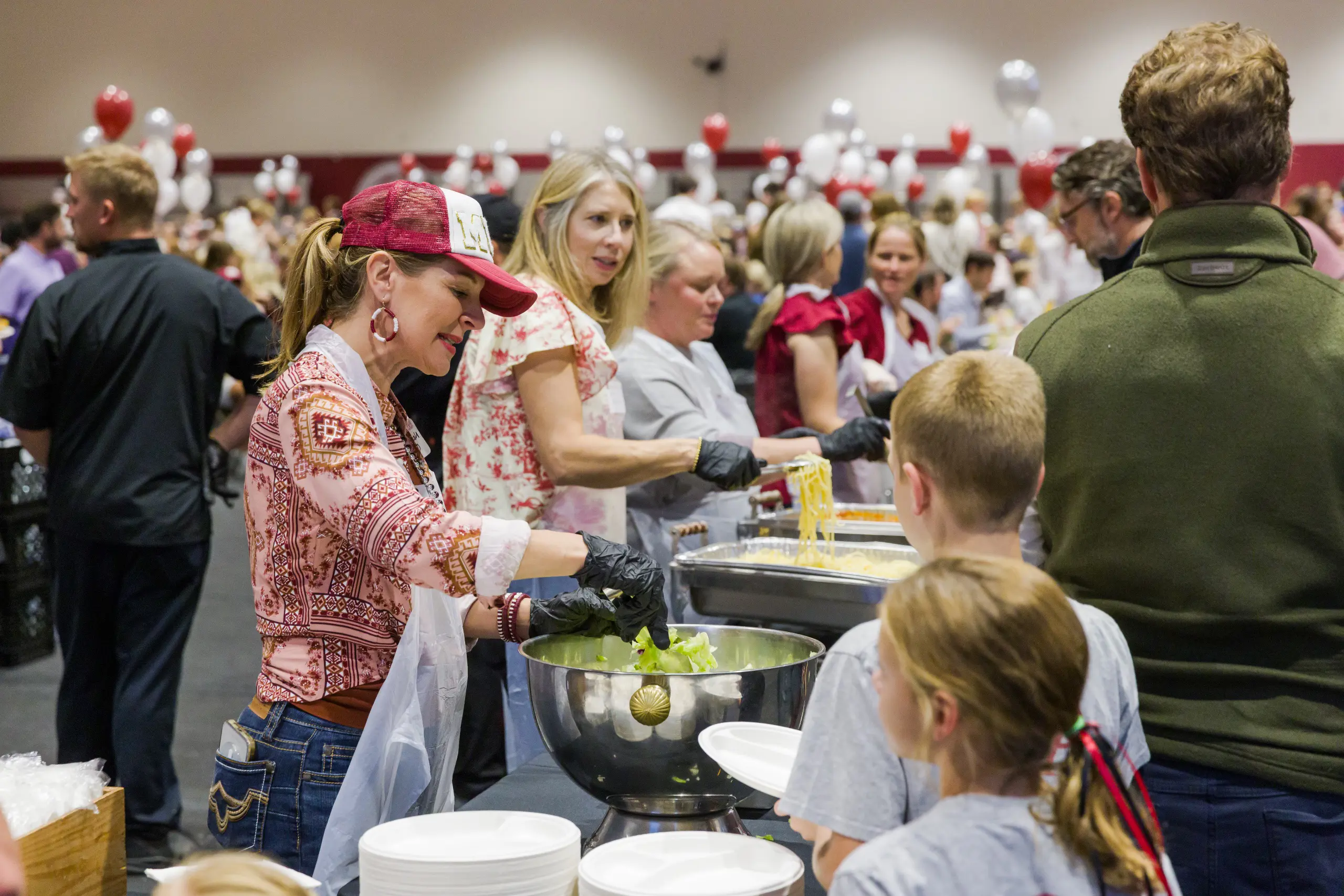 Parents serving food