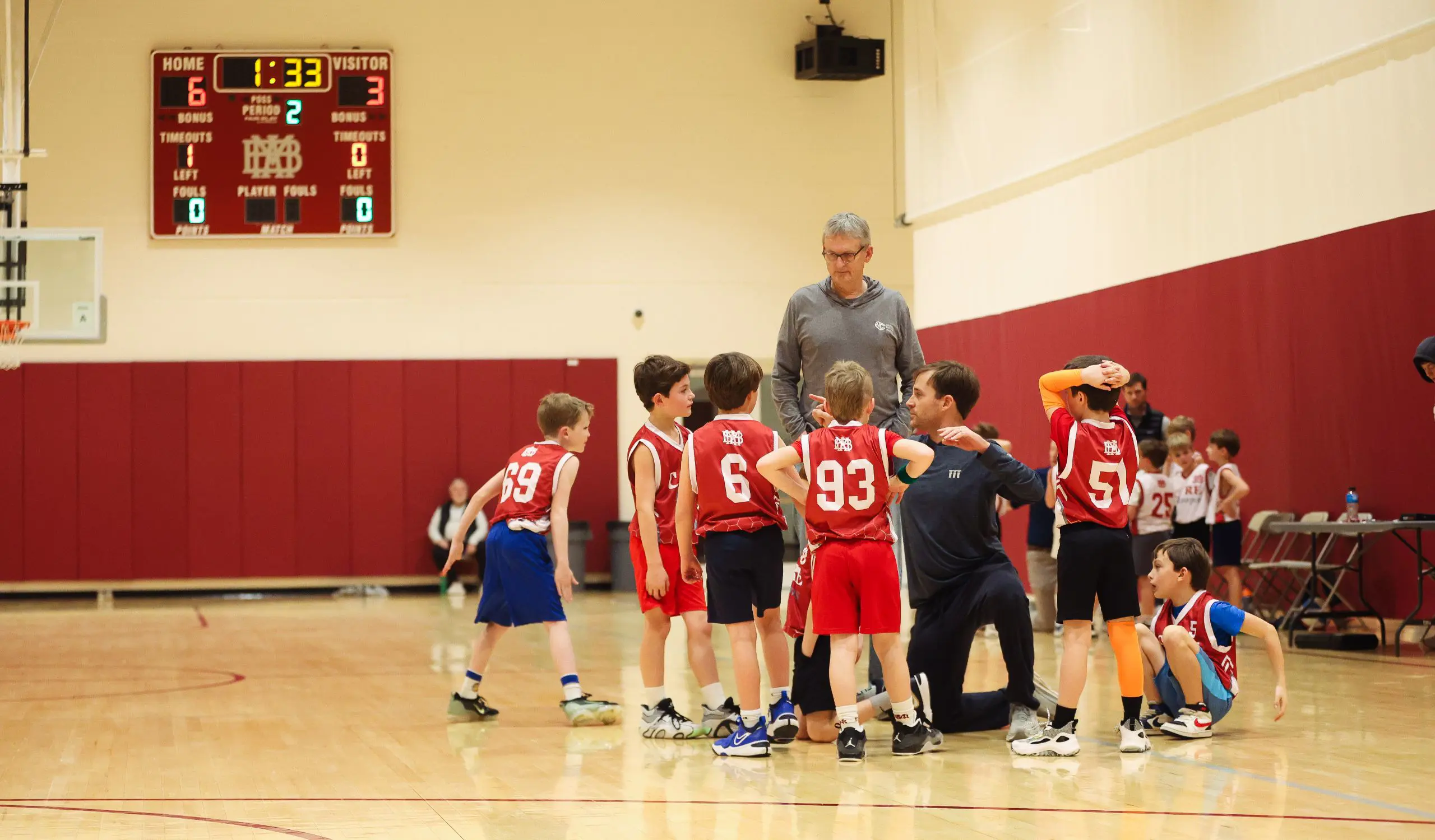 Sports coach with students