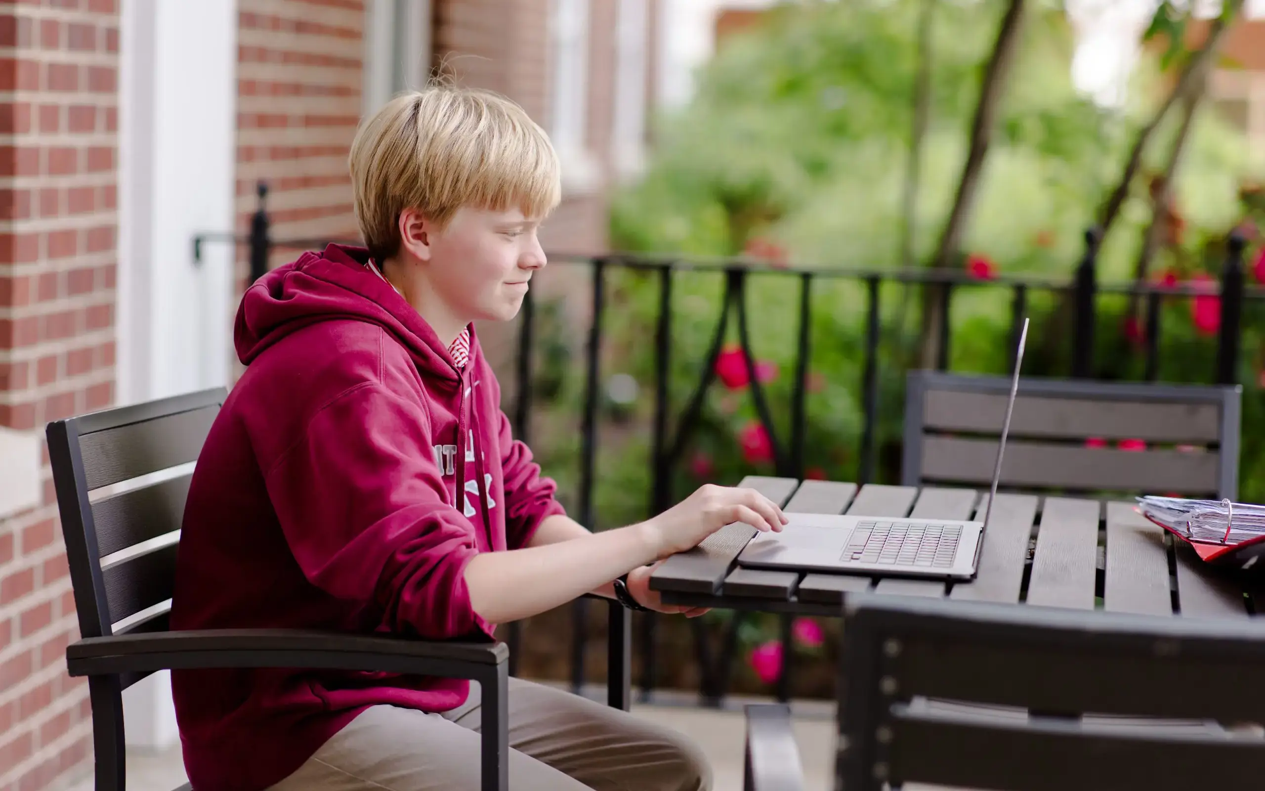 Student working at laptop