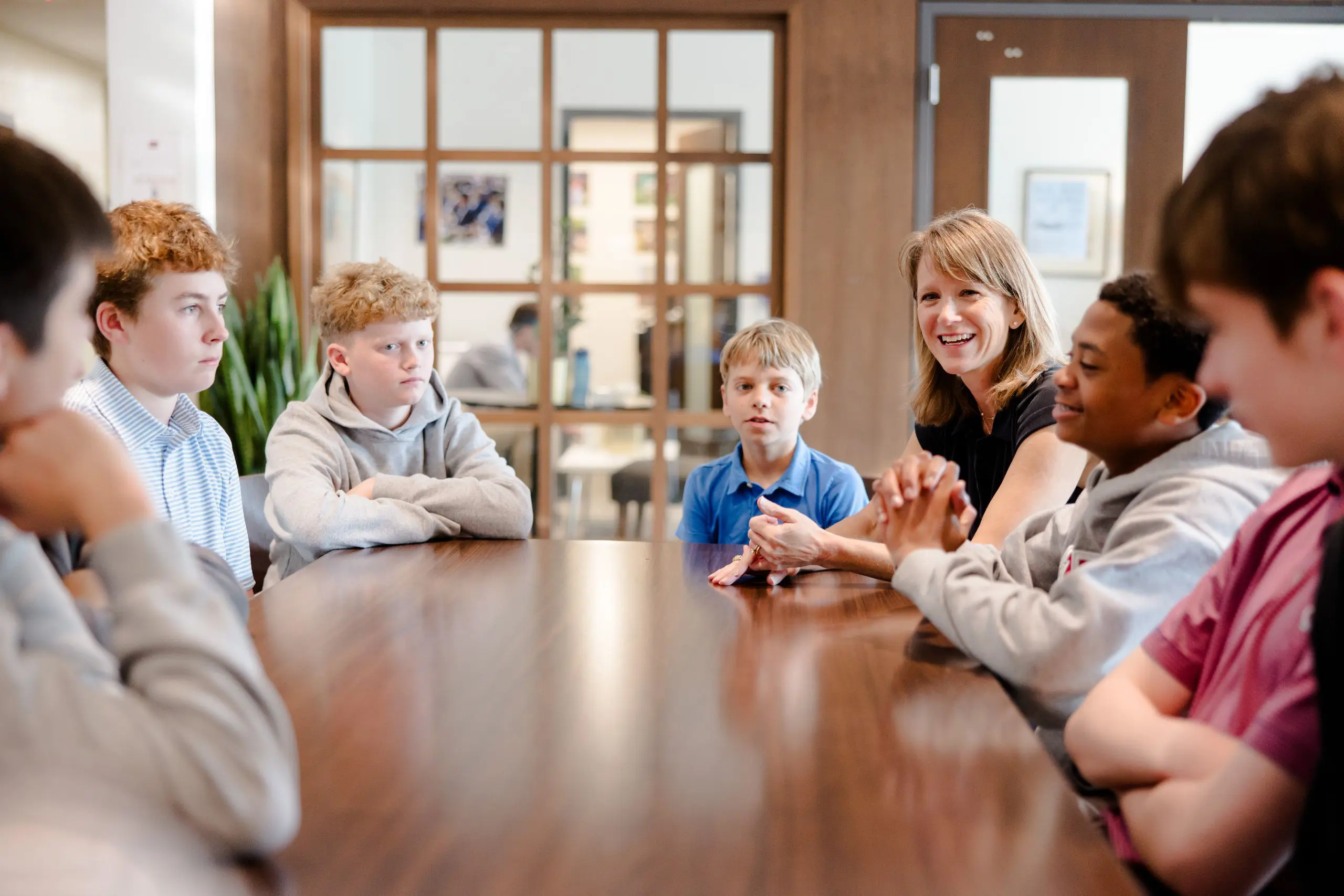 Class discussions around table