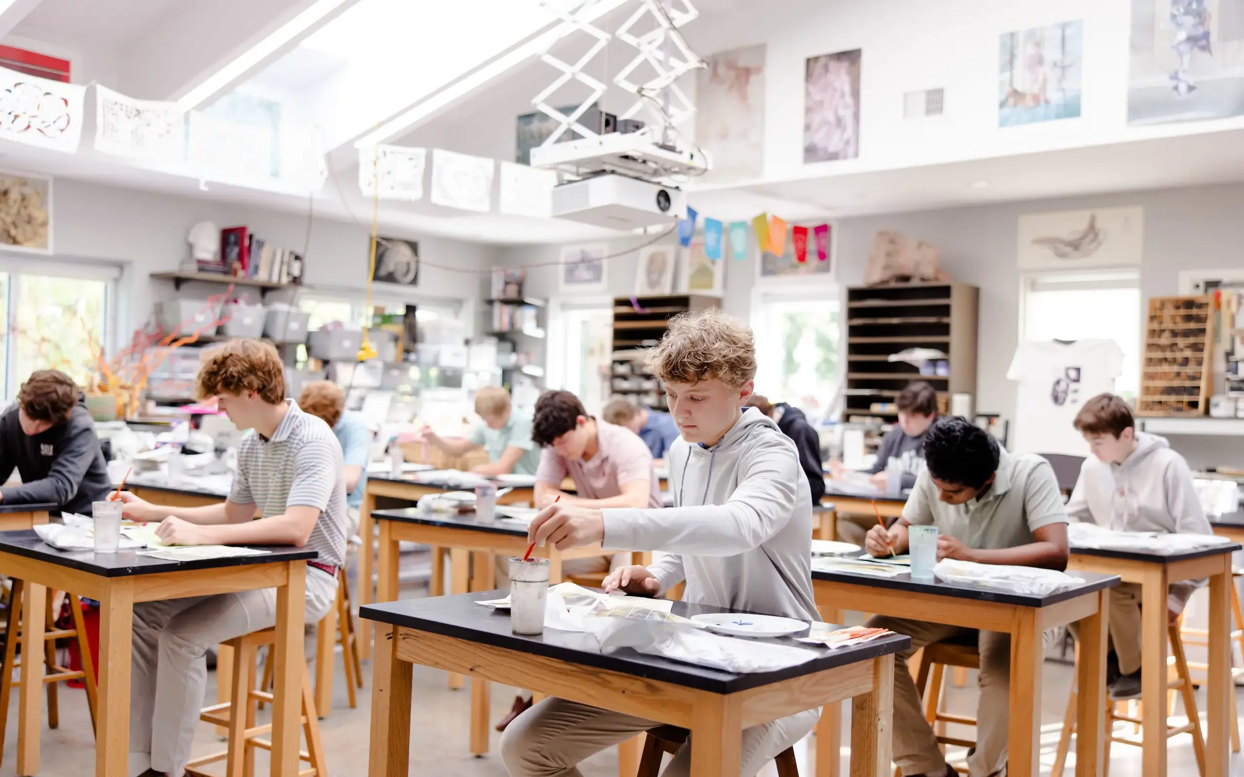 Students in art class