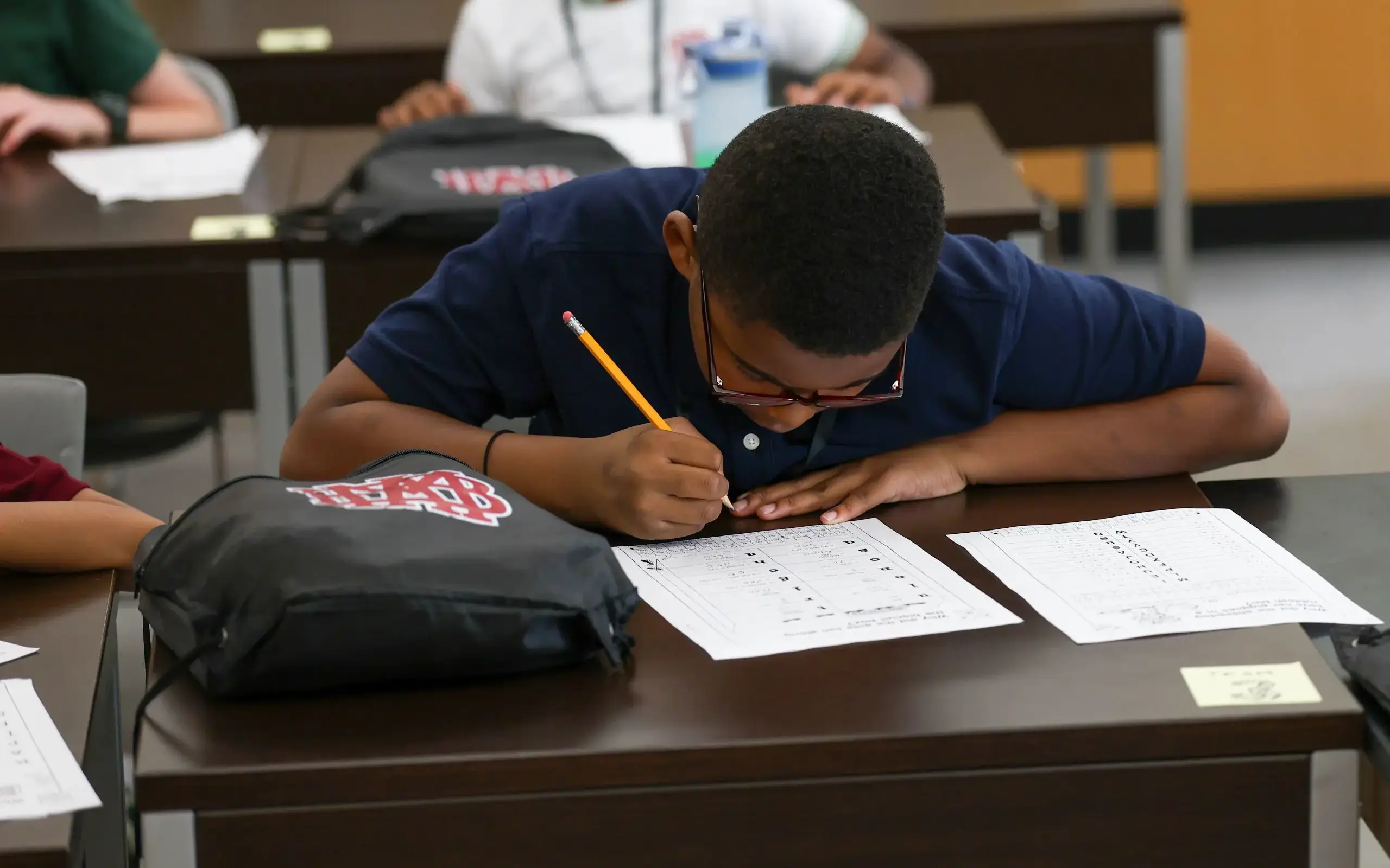 Student studing at desk