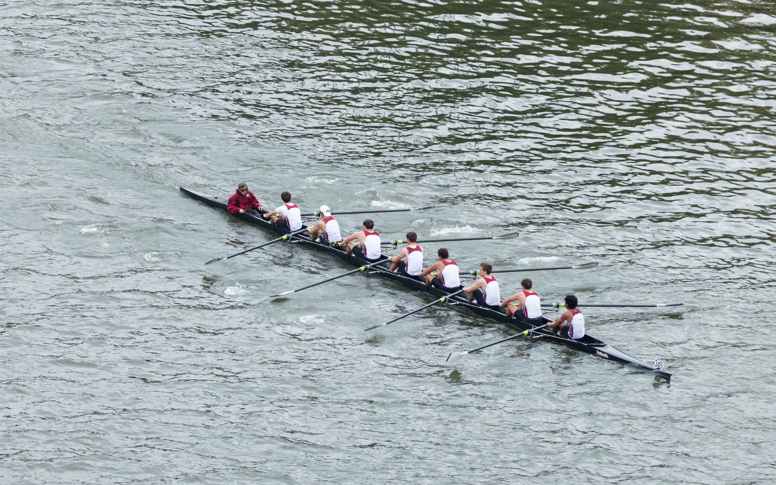 Rowing team out in water