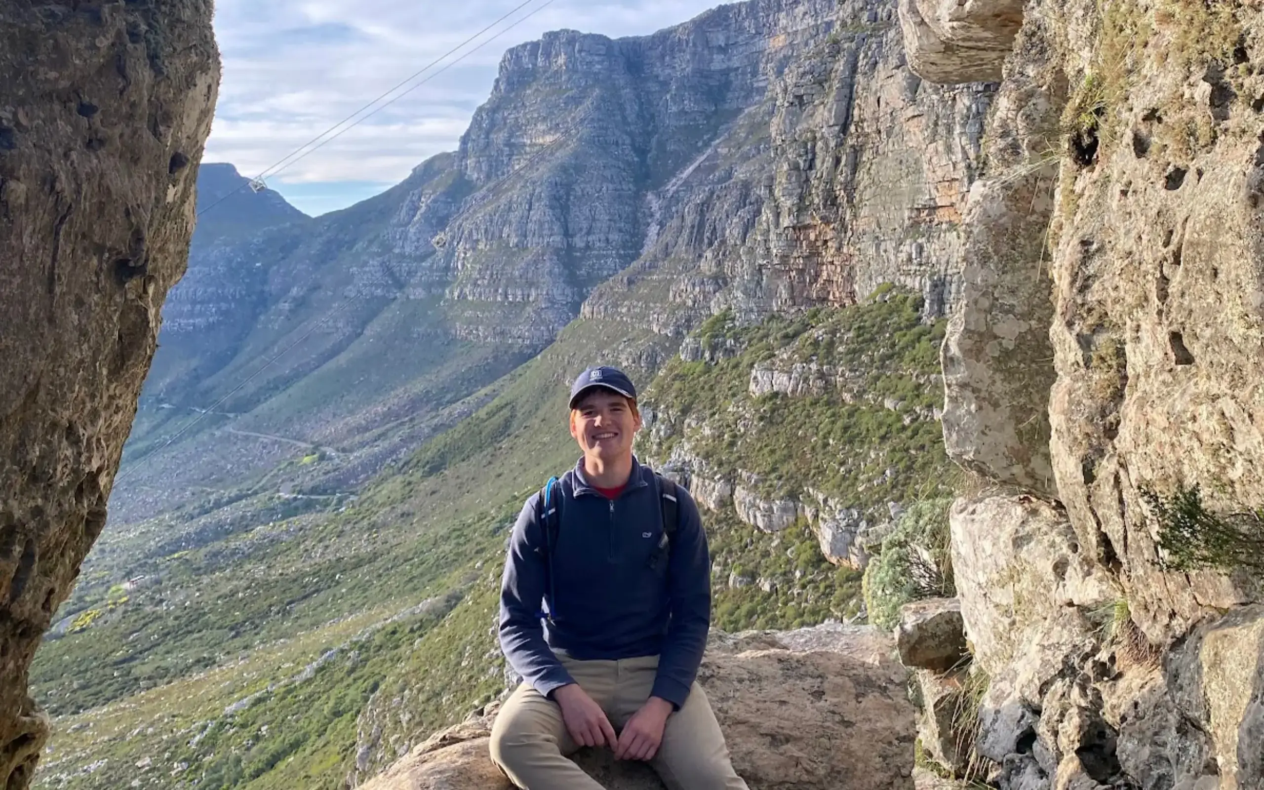 Student out in the mountains