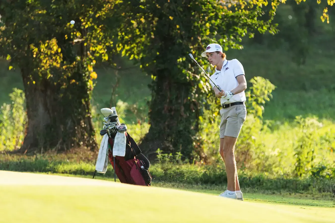Golfer playing on sunny day