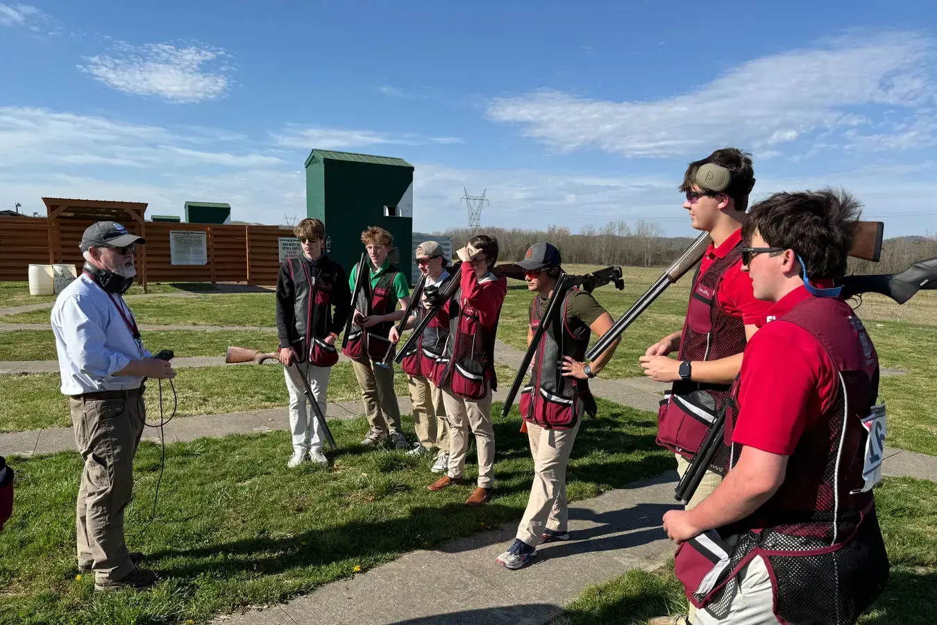 Students listening to shotgun teacher