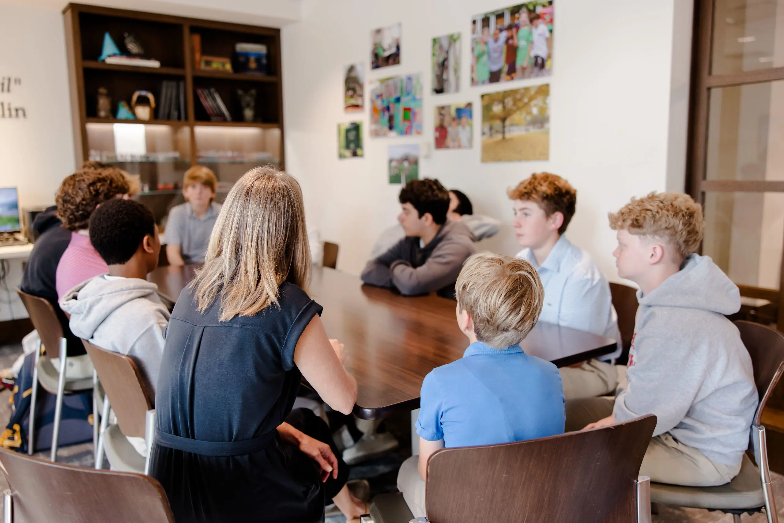 Students sat around table