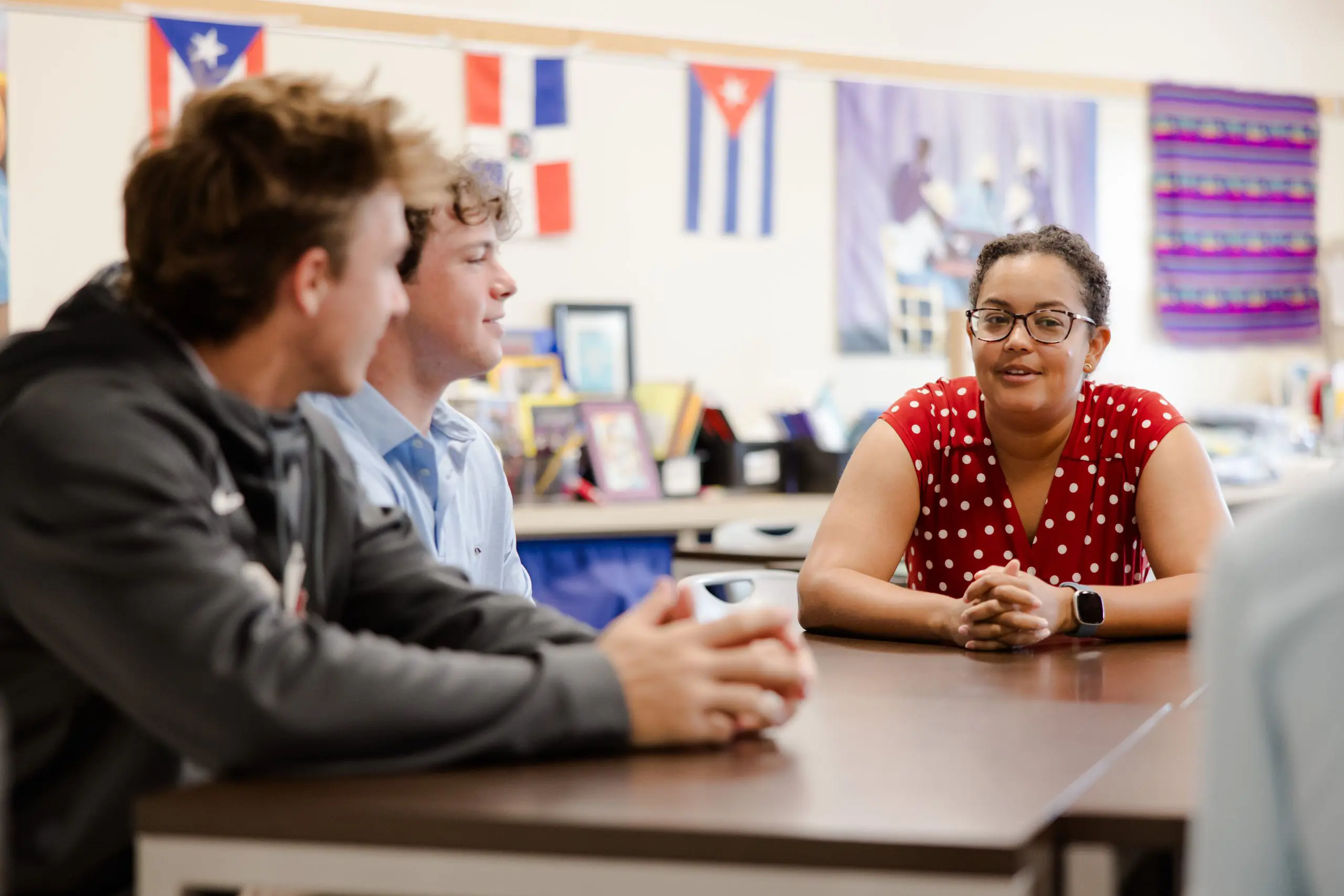 Meeting between students and staff