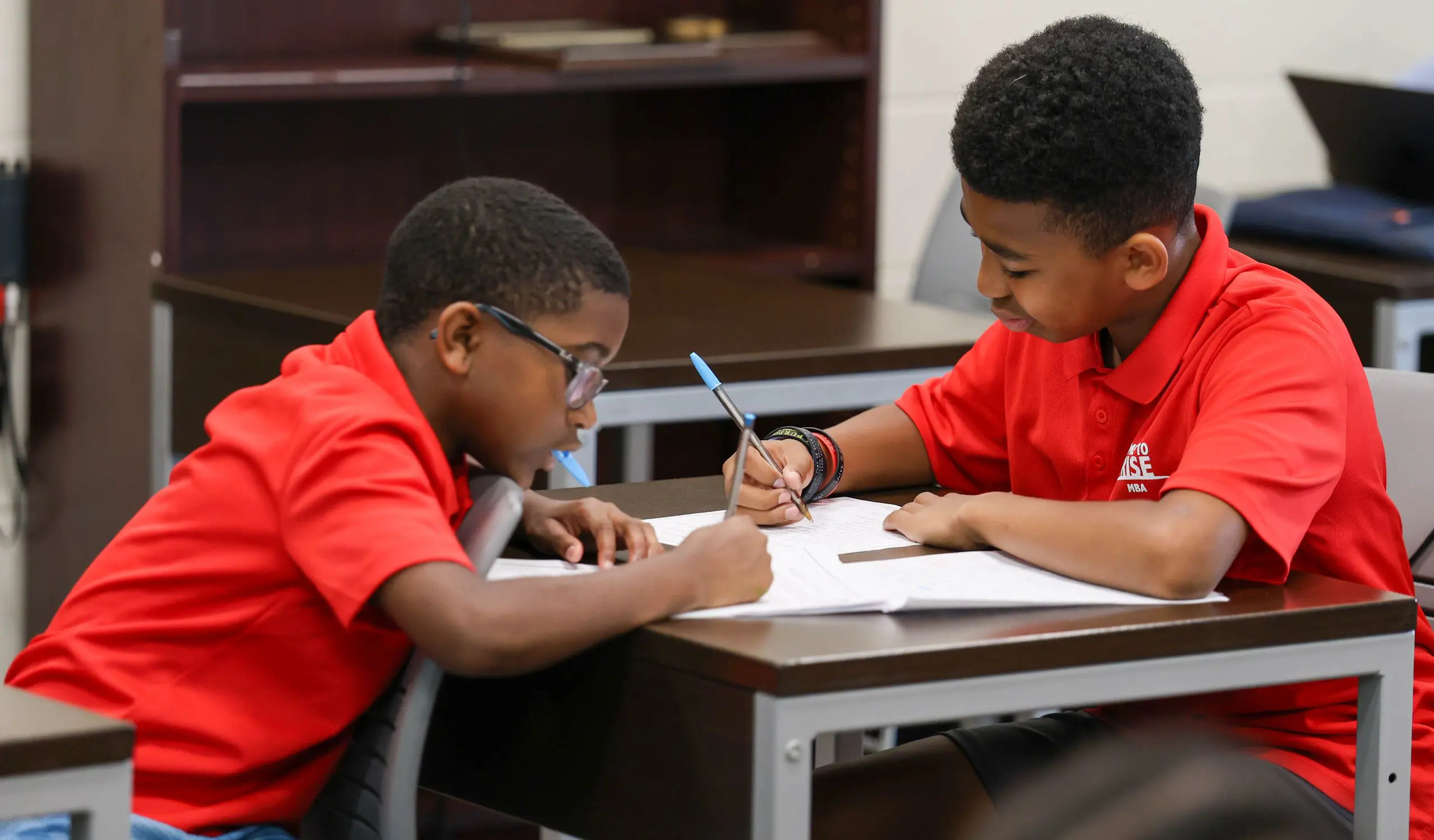 Two students studying