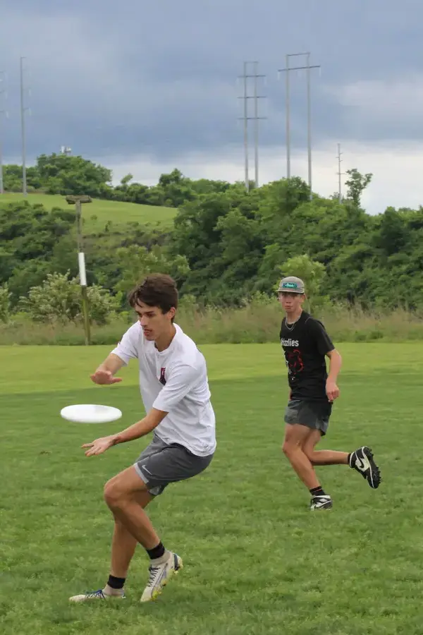 Playing frisbee