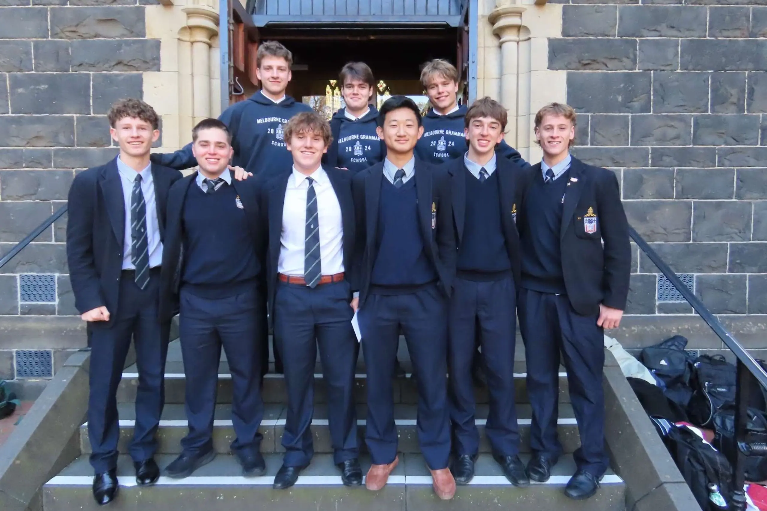 Students stood for group photo